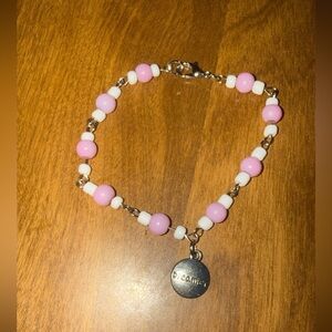 Dreamy Pink and White Beaded Bracelet with Charm
